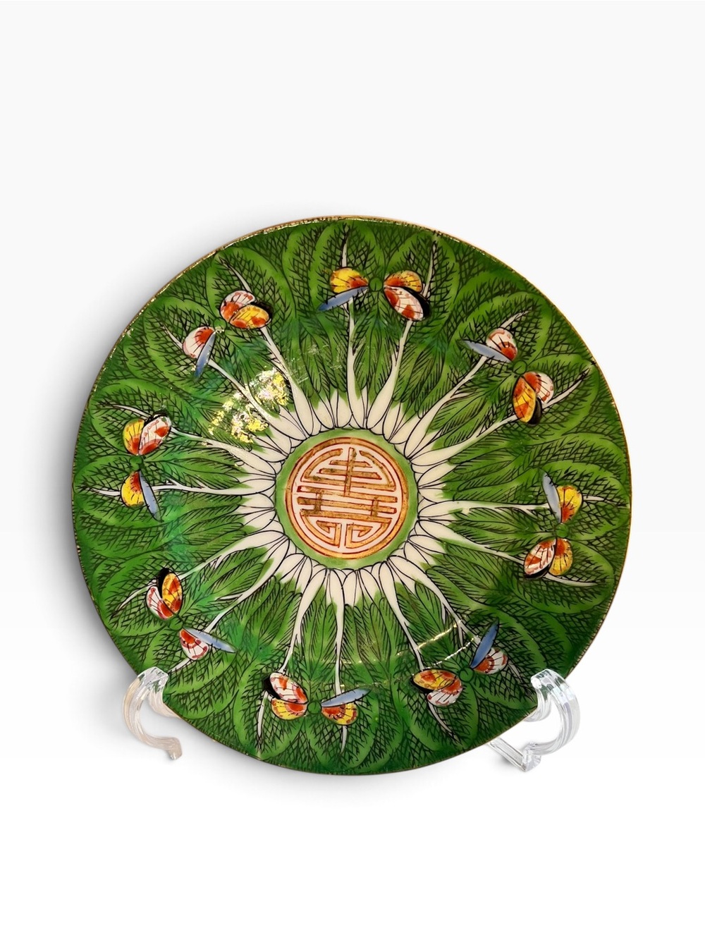 Antique Chinese Famille Verte Porcelain Plate 7 1/2”